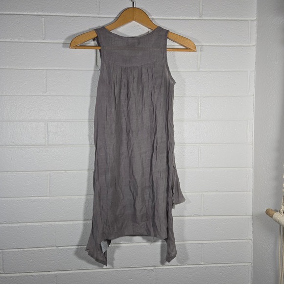 Apricot Drape Front Sleeveless Tunic Top Small Gauze Lagenlook Boho Asymmetrical - Picture 7 of 7